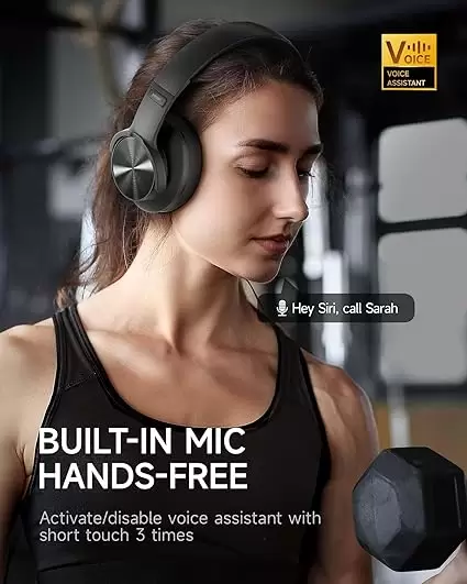Picun B8 Bluetooth Headphones, 120H Playtime Headphones Wireless Bluetooth with 3 EQ Modes, Low Latency, Hands-Free Calls, Over Ear Headphones for Travel Home Office Cellphone PC Black - Image 2