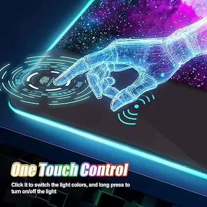 ToLuLu Wireless Charging RGB Gaming Mouse Pad, 15W LED Mouse Mat with 30W Charger, 14 Light Modes Large Mousepad with Wrist Support, Non-Slip Rubber Base Desk Mat Computer Keyboard Pad, Galaxy Nebula - Image 2
